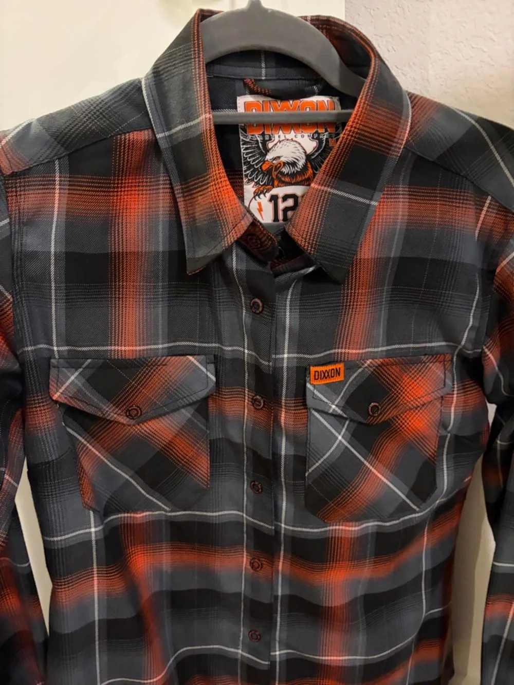 DIXXON Gray and Orange Plaid Button-Down Shirt - Picture 2 of 4
